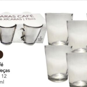 JOGO DE XICARA PARA CAFE 70 ML 6 PC