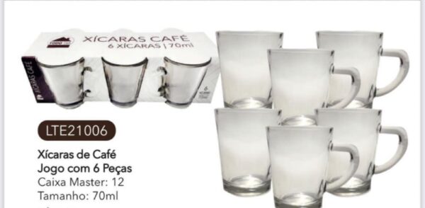 JOGO DE XICARA PARA CAFE 70 ML 6 PC